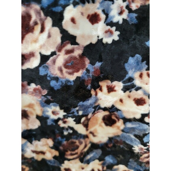 Y2K Cropped Floral Velvet Top Black Long Sleeve Forever 21 Stretch Purple - Picture 3 of 4